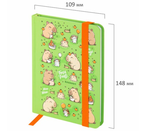 Блокнот с резинкой в клетку 96 л., МАЛЫЙ ФОРМАТ А6, 109х148 мм, твердая обложка, ЮНЛАНДИЯ, 