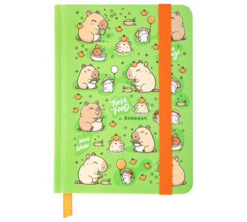 Блокнот с резинкой в клетку 96 л., МАЛЫЙ ФОРМАТ А6, 109х148 мм, твердая обложка, ЮНЛАНДИЯ, 