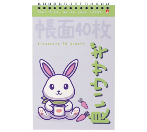 Блокнот А5, 40 л, гребень, картон, клетка, АЛЬТ, KAWAII ANIMALS (4 вида), 3-40-729