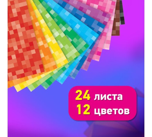 Картон цветной А4 МЕЛОВАННЫЙ, 24 листа, 12 цветов, в папке, BRAUBERG KIDS, M.Craft, 200х290 мм, 116417