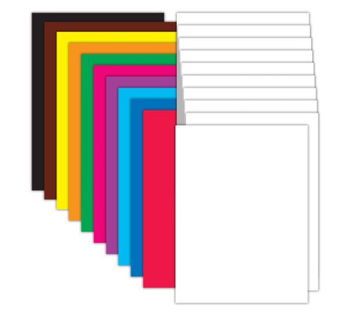 Набор картона БЕЛЫЙ + ЦВЕТНОЙ, A4, немелованный, 30 листов (белый 10 листов + цветной 20 листов, 10 цветов), папка, BRAUBERG, 116422