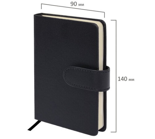 Скетчбук, слоновая кость 140 г/м2 90х140 мм, 80 л., КОЖЗАМ, застежка, BRAUBERG ART CLASSIC, черный,116458