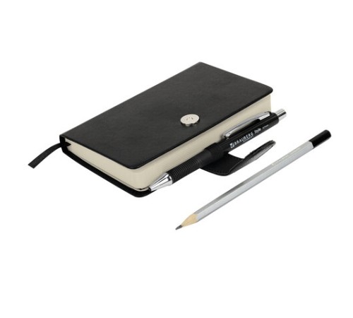 Скетчбук, слоновая кость 140 г/м2 90х140 мм, 80 л., КОЖЗАМ, застежка, BRAUBERG ART CLASSIC, черный,116458