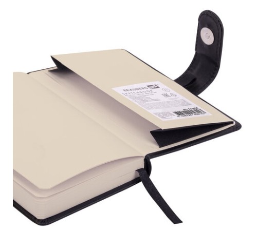 Скетчбук, слоновая кость 140 г/м2 90х140 мм, 80 л., КОЖЗАМ, застежка, BRAUBERG ART CLASSIC, черный,116458