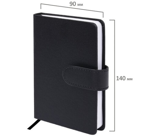 Скетчбук, белая бумага 140 г/м2 90х140 мм, 80 л., КОЖЗАМ, застежка, BRAUBERG ART CLASSIC, черный, 116459