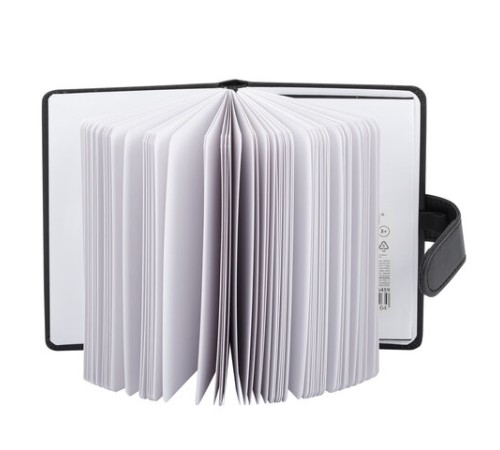 Скетчбук, белая бумага 140 г/м2 90х140 мм, 80 л., КОЖЗАМ, застежка, BRAUBERG ART CLASSIC, черный, 116459