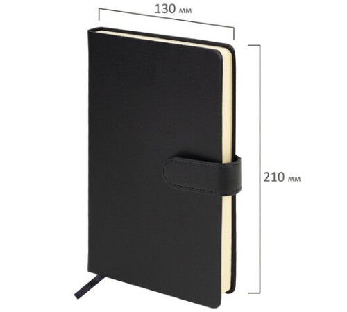 Скетчбук, слоновая кость 140 г/м2 130х210 мм, 80 л., КОЖЗАМ, застежка, BRAUBERG ART CLASSIC, черный, 116460