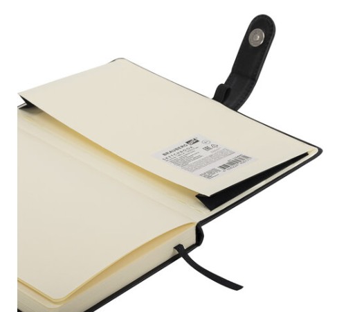 Скетчбук, слоновая кость 140 г/м2 130х210 мм, 80 л., КОЖЗАМ, застежка, BRAUBERG ART CLASSIC, черный, 116460