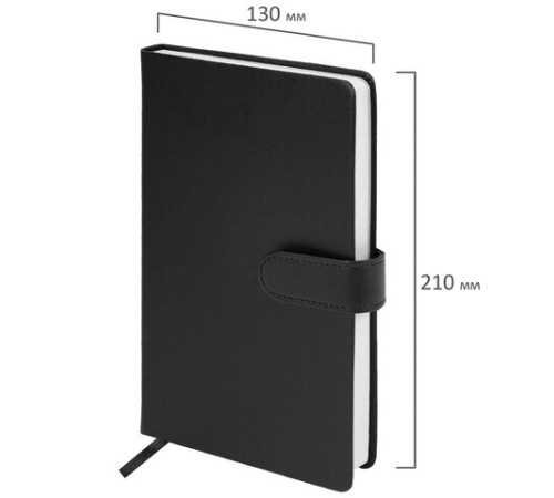 Скетчбук, белая бумага 140 г/м2 130х210 мм, 80 л., КОЖЗАМ, застежка, BRAUBERG ART CLASSIC, черный, 116461