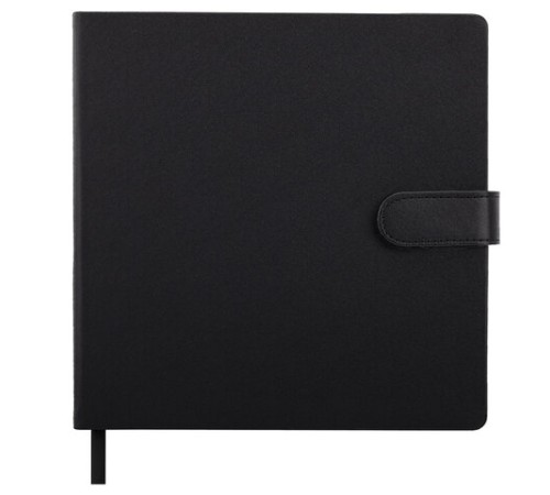 Скетчбук, слоновая кость 140 г/м2, 200х200 мм, 80 л., КОЖЗАМ, застежка, BRAUBERG ART CLASSIC, черный, 116462