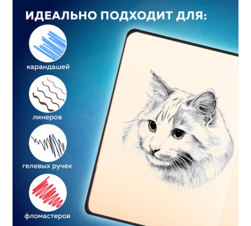 Скетчбук, слоновая кость 140 г/м2, 130х210 мм, 80 л., софт-тач, резинка, BRAUBERG ART CLASSIC, 