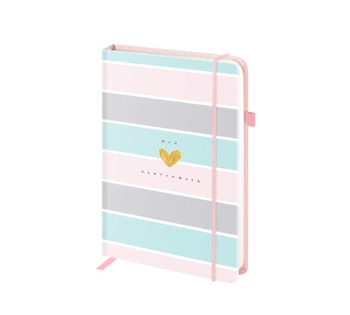 Скетчбук, слоновая кость 140 г/м2, 130х210 мм, 80 л., софт-тач, резинка, BRAUBERG ART CLASSIC, 