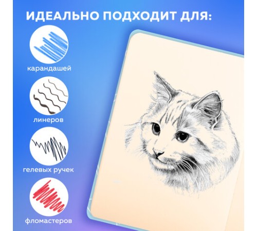 Скетчбук, слоновая кость 140 г/м2, 130х210 мм, 80 л., софт-тач, резинка, BRAUBERG ART CLASSIC, 