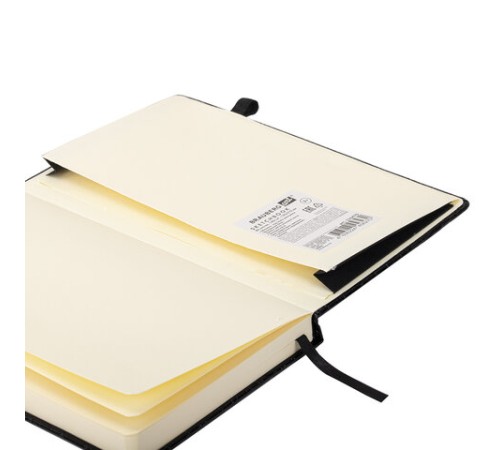 Скетчбук, слоновая кость 140 г/м2, 130х210 мм, 80 л., КОЖЗАМ, резинка, BRAUBERG ART CLASSIC, CROCO, черный, 116470