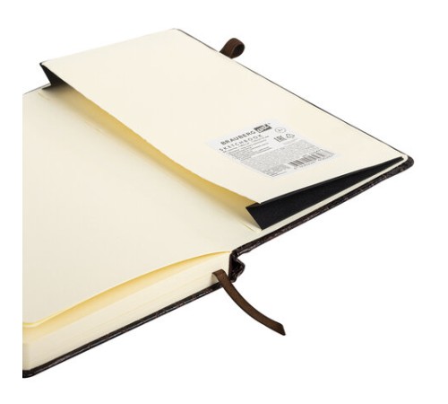 Скетчбук, слоновая кость 140 г/м2, 130х210 мм, 80 л., КОЖЗАМ, резинка, BRAUBERG ART CLASSIC, CROCO, коричневый, 116471