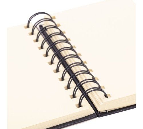 Скетчбук, слоновая кость 140 г/м2 90х140 мм, 80 л., КОЖЗАМ, гребень, BRAUBERG ART CLASSIC, черный, 116474