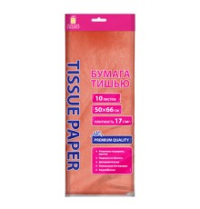 Цветная бумага ТИШЬЮ 17 г/м2, 50х66 см, 10 листов, коралловый цвет, ЗОЛОТАЯ СКАЗКА, 116477