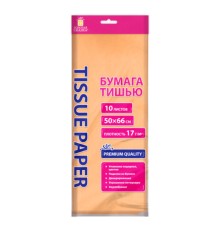 Цветная бумага ТИШЬЮ 17 г/м2, 50х66 см, 10 листов, персиковый цвет, ЗОЛОТАЯ СКАЗКА, 116481