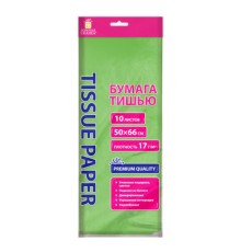 Цветная бумага ТИШЬЮ 17 г/м2, 50х66 см, 10 листов, салатовый цвет, ЗОЛОТАЯ СКАЗКА, 116482