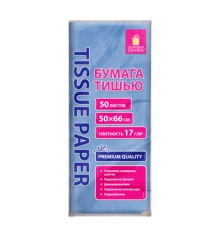 Цветная бумага ТИШЬЮ 17 г/м2, 50х66 см, 50 листов, голубой цвет, ЗОЛОТАЯ СКАЗКА, 116486