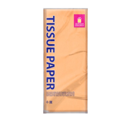 Цветная бумага ТИШЬЮ 17 г/м2, 50х66 см, 50 листов, персиковый цвет, ЗОЛОТАЯ СКАЗКА, 116489