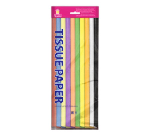 Цветная бумага ТИШЬЮ 17 г/м2, 50х66 см, 20 листов, 10 цветов, пастель ассорти, ЗОЛОТАЯ СКАЗКА, 116493