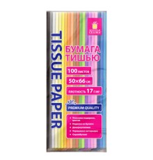 Цветная бумага ТИШЬЮ 17 г/м2, 50х66 см, 100 листов, 20 цветов, пастель ассорти, ЗОЛОТАЯ СКАЗКА, 116495