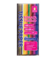 Цветная бумага ТИШЬЮ 17 г/м2, 50х66 см, 100 листов, 20 цветов, интенсив ассорти, ЗОЛОТАЯ СКАЗКА, 116496