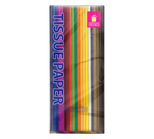 Цветная бумага ТИШЬЮ 17 г/м2, 50х66 см, 100 листов, 20 цветов, интенсив ассорти, ЗОЛОТАЯ СКАЗКА, 116496