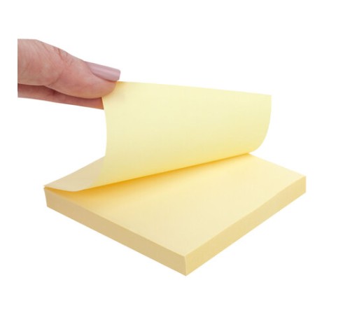 Блок самоклеящийся (стикеры) STAFF STANDARD, ПАСТЕЛЬНЫЙ 76х76 мм, желтый, 100 листов, 116573