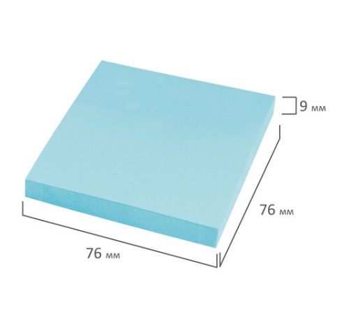 Блок самоклеящийся (стикеры) STAFF STANDARD, ПАСТЕЛЬНЫЙ 76х76 мм, голубой, 100 листов, 116574