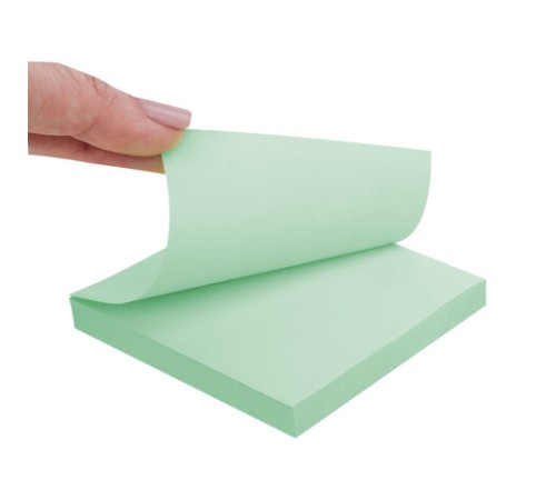 Блок самоклеящийся (стикеры) STAFF STANDARD, ПАСТЕЛЬНЫЙ 76х76 мм, зеленый, 100 листов, 116575