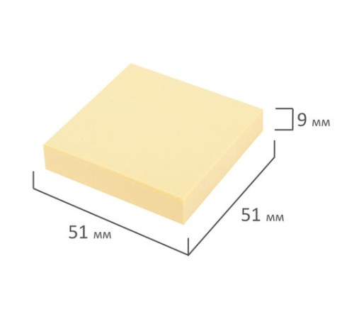 Блок самоклеящийся (стикеры) STAFF STANDARD, ПАСТЕЛЬНЫЙ 51х51 мм, желтый, 100 листов, 116577