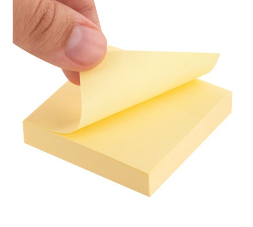 Блок самоклеящийся (стикеры) STAFF STANDARD, ПАСТЕЛЬНЫЙ 51х51 мм, желтый, 100 листов, 116577