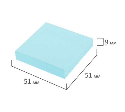Блок самоклеящийся (стикеры) STAFF STANDARD, ПАСТЕЛЬНЫЙ 51х51 мм, голубой, 100 листов, 116578