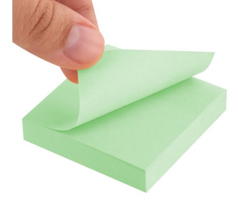 Блок самоклеящийся (стикеры) STAFF STANDARD, ПАСТЕЛЬНЫЙ 51х51 мм, зеленый, 100 листов, 116579