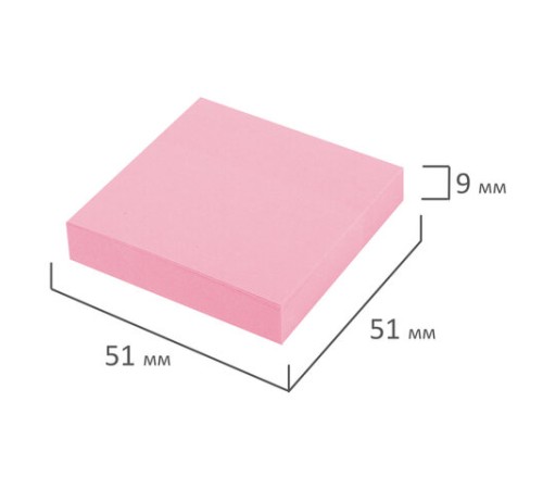 Блок самоклеящийся (стикеры) STAFF STANDARD, ПАСТЕЛЬНЫЙ 51х51 мм, розовый, 100 листов, 116580