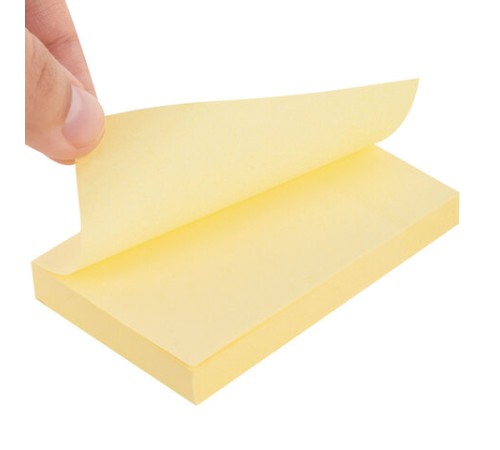 Блок самоклеящийся (стикеры) STAFF STANDARD, ПАСТЕЛЬНЫЙ 76х51 мм, желтый, 100 листов, 116581