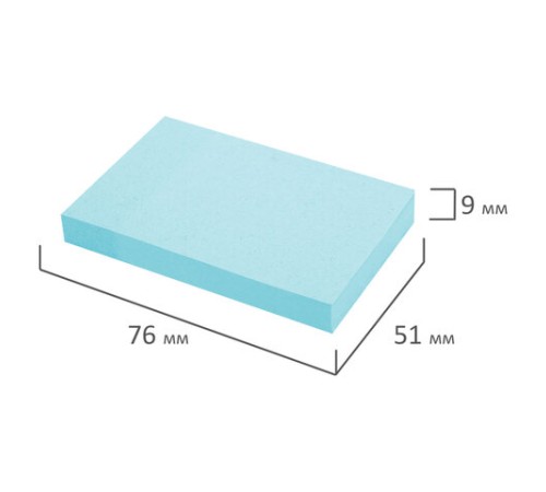 Блок самоклеящийся (стикеры) STAFF STANDARD, ПАСТЕЛЬНЫЙ 76х51 мм, голубой, 100 листов, 116582