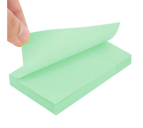 Блок самоклеящийся (стикеры) STAFF STANDARD, ПАСТЕЛЬНЫЙ 76х51 мм, зеленый, 100 листов, 116583