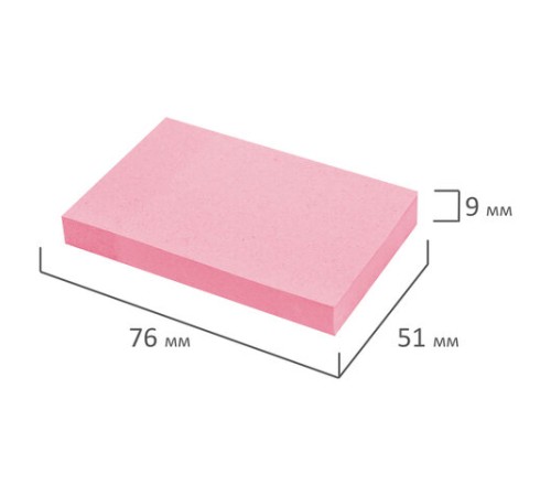 Блок самоклеящийся (стикеры) STAFF STANDARD, ПАСТЕЛЬНЫЙ 76х51 мм, розовый, 100 листов, 116584