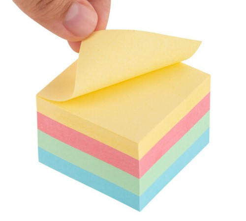 Блок самоклеящийся (стикеры) STAFF STANDARD, ПАСТЕЛЬНЫЙ 51х51 мм, 4 цвета, 400 листов, 116585