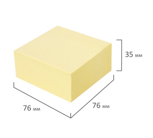 Блок самоклеящийся (стикеры) STAFF STANDARD, ПАСТЕЛЬНЫЙ 76х76 мм, желтый, 400 листов, 116586