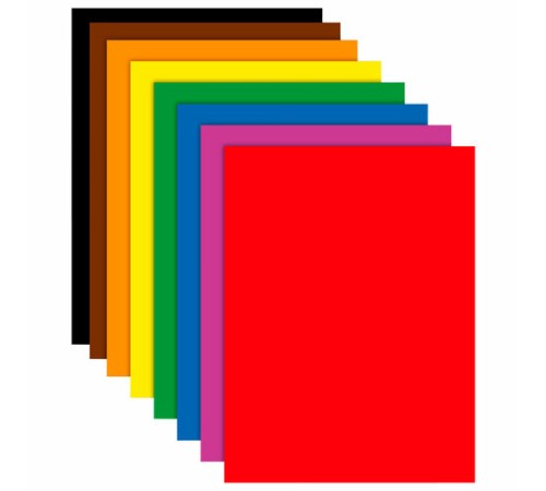 Цветная бумага А4 2-сторонняя офсетная, 8 листов, 8 цветов, на скобе, BRAUBERG, 200х283 мм, 