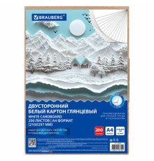 Картон белый А4 МЕЛОВАННЫЙ (белый оборот) 200 листов, в коробе, BRAUBERG, 210х297 мм, 116632