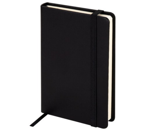 Скетчбук, слоновая кость+белая 140 г/м2, 90х140 мм, 80 л., КОЖЗАМ, резинка, BRAUBERG ART CLASSIC, черный, 116871