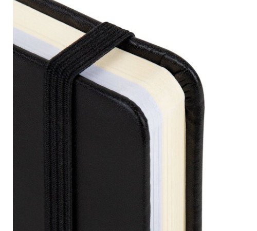 Скетчбук, слоновая кость+белая 140 г/м2, 90х140 мм, 80 л., КОЖЗАМ, резинка, BRAUBERG ART CLASSIC, черный, 116871