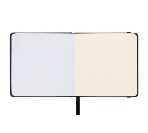 Скетчбук, слоновая кость+белая 140 г/м2, 120х120 мм, 80 л., КОЖЗАМ, резинка, BRAUBERG ART CLASSIC, черный, 116872