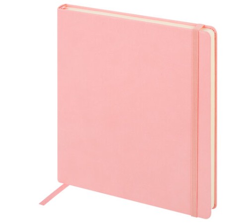 Скетчбук, слоновая кость 140 г/м2 200х200 мм, 80 л., КОЖЗАМ, резинка, BRAUBERG ART CLASSIC, пастель розовый, 116880