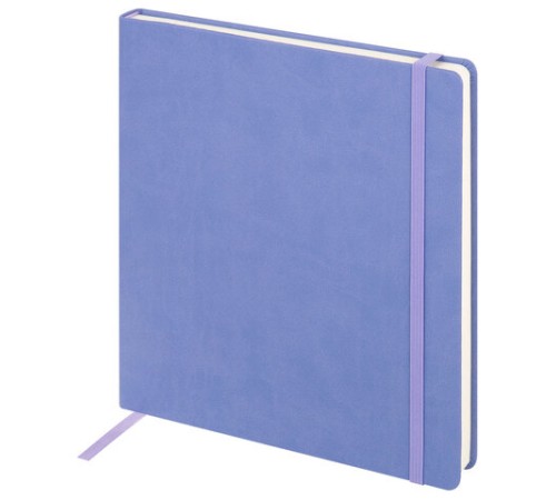 Скетчбук, слоновая кость 140 г/м2 200х200 мм, 80 л., КОЖЗАМ, резинка, BRAUBERG ART CLASSIC, пастель сиреневый, 116881